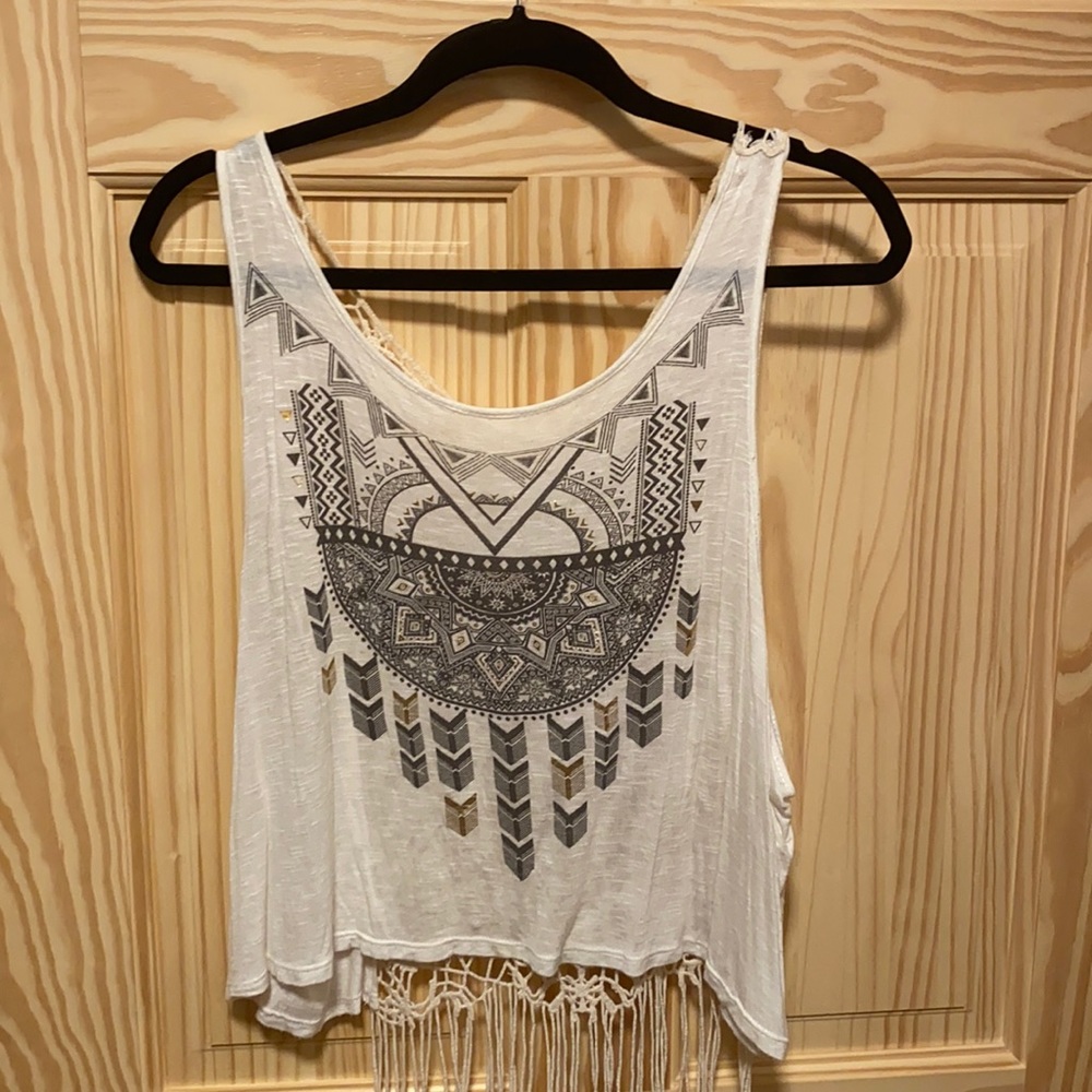 Crochet Detail Tribal Printed Tank